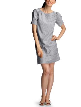 Women: Striped cotton-slub shift - yarn dye
