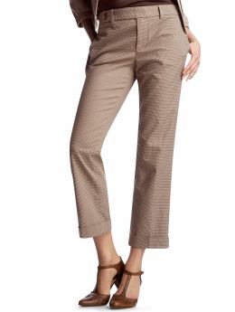 Women: Cuffed houndstooth cropped pants - houndstooth