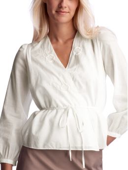 Women: Embroidered wrap top - off white