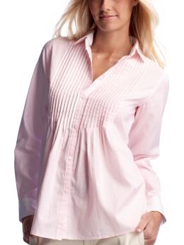 Women: Pintucked dobby shirt - pink