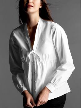 Men: Low tie-neck top by Phillip Lim - white