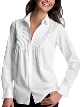 Women: Pintucked dobby shirt - optic white
