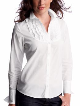 Women: Ruffle bib shirt - optic white