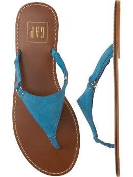 Women: Suede thong sandals - simply blue
