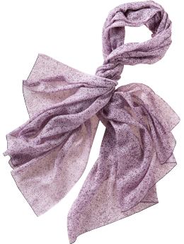 Women: Wide floral-print scarf - purple print