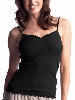 Women: Ruffle ribbed cami - true black knit