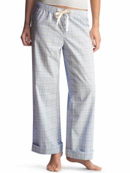 Women: Poplin pajama pants - blue plaid