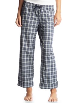Women: Poplin pajama pants - sea blue plaid