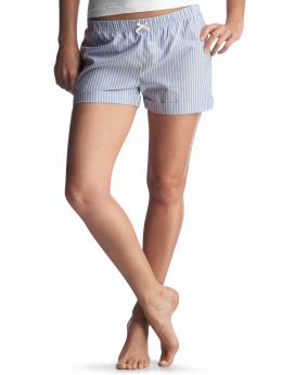 Women: Printed poplin boxers - periwinkle blue stripe