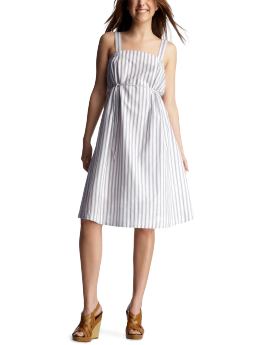Women: Striped drawstring-waist dress - purple stripe