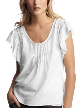 Women: Flutter-sleeve top - white
