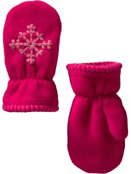 BabyGap: Pro fleece snowflake mittens - jellybean pink