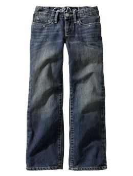 GapKids: Straight embroidered pocket jeans - denim