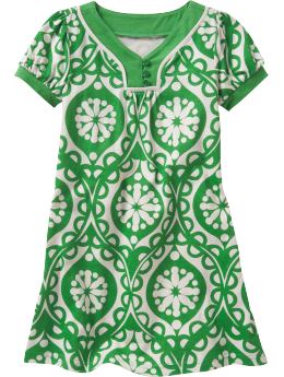 GapKids: Graphic V-neck T-shirt dress - green print