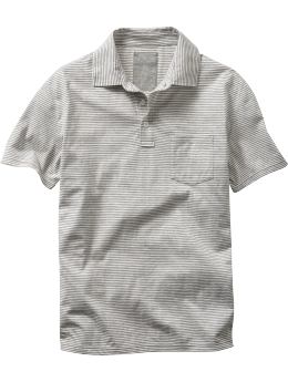 Men: Fine-striped polo - cream