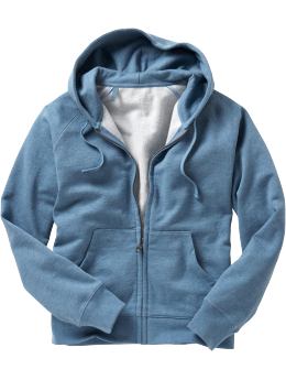 Men: Hooded fleece jacket - blue