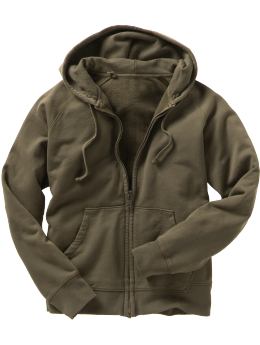 Men: Hooded fleece jacket - washed oil
