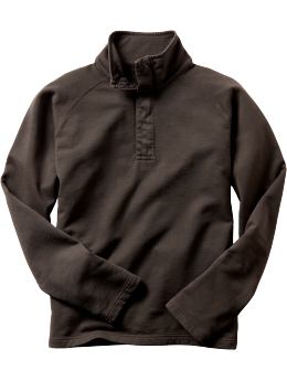 Men: Fleece half-zip pullover - bitter chocolate