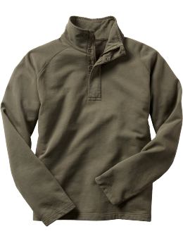 Men: Fleece half-zip pullover - oil green