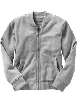 Men: Fleece bomber jacket - heather gray