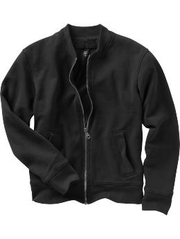 Men: Fleece bomber jacket - true black