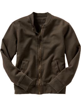Men: Fleece bomber jacket - deep woods