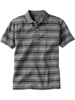 Men: Poplar-striped polo - heather gray