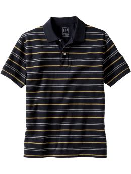 Men: Poplar-striped polo - true navy
