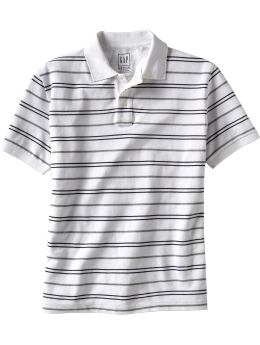 Men: Poplar-striped polo - white