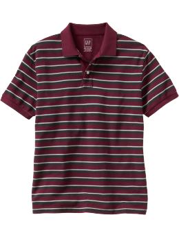 Men: Striped pique polo - light red rhine