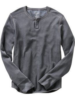 Men: Thermal henley - blue slate