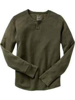 Men: Thermal henley - oil green