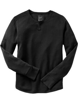 Men: Thermal henley - true black