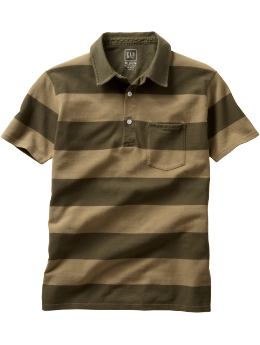 Men: Wide-stripe pique polo - island green