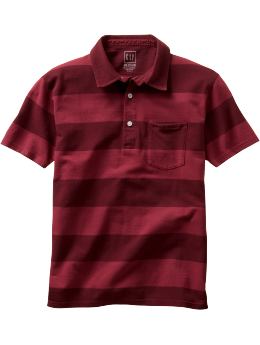 Men: Wide-stripe pique polo - light red rhine
