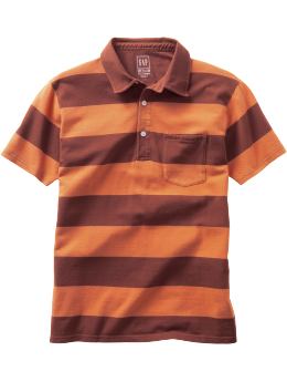 Men: Wide-stripe pique polo - red fox