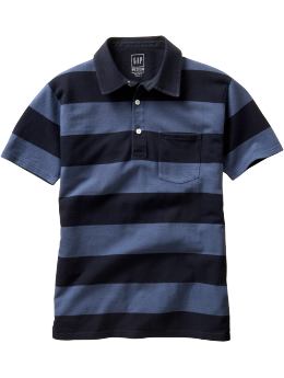 Men: Wide-stripe pique polo - true navy