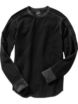 Men: Ringer thermal T - true black