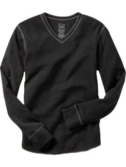 Men: Ribbed v-neck T - dark charcoal