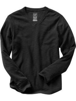 Men: Ribbed v-neck T - true black