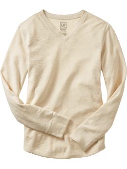 Men: Ribbed v-neck T - vanilla bean
