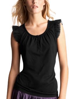 Women: Flutter-sleeve T - true black knit