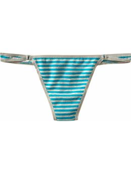 Women: Ultra low everyday thong - turquoise & heather grey stripe 8.50