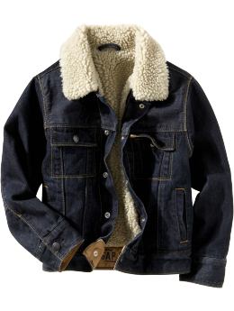 GapKids: Sherpa-lined denim jacket - denim
