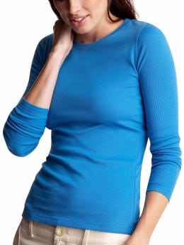 Women: Favorite long-sleeved crewneck T - jewel sea