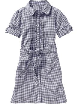GapKids: Gingham ruffle shirt dress - marine blue