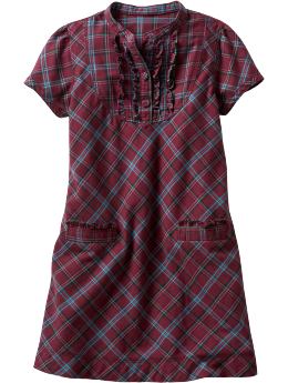 GapKids: Plaid ruffle shift dress - huckleberry purple