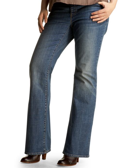 Gap Denim Demi Panel Distressed Wash Long And Lean Maternity Jeans