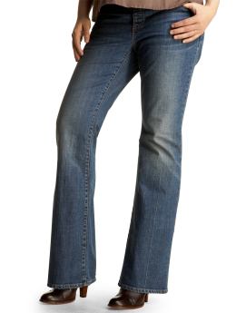 GapMaternity: Demi panel distressed-wash long and lean jeans - denim