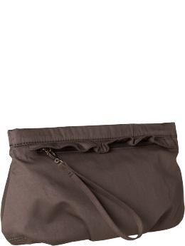 Women: Sateen cotton ruffle clutch - brown earth